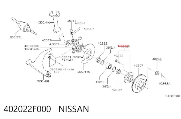 Piasta przednia 402022F000 Nissan/Infiniti