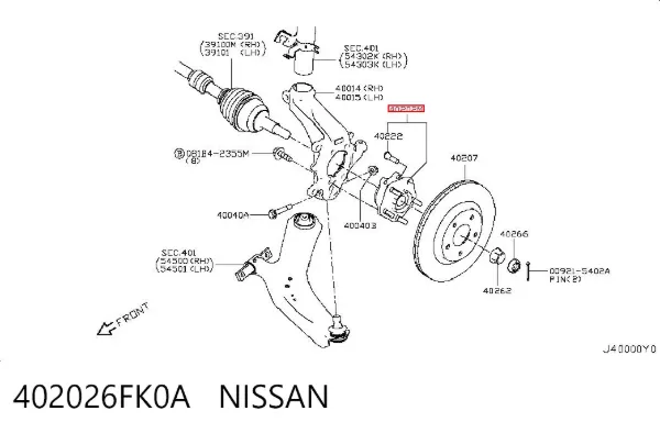 Piasta przednia 402026FK0A Nissan/Infiniti