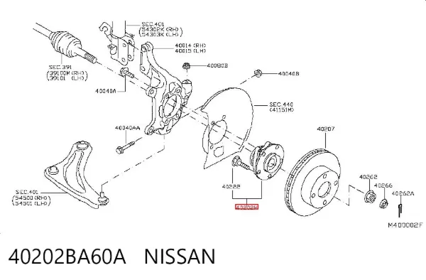 Piasta przednia 40202BA60A Nissan/Infiniti