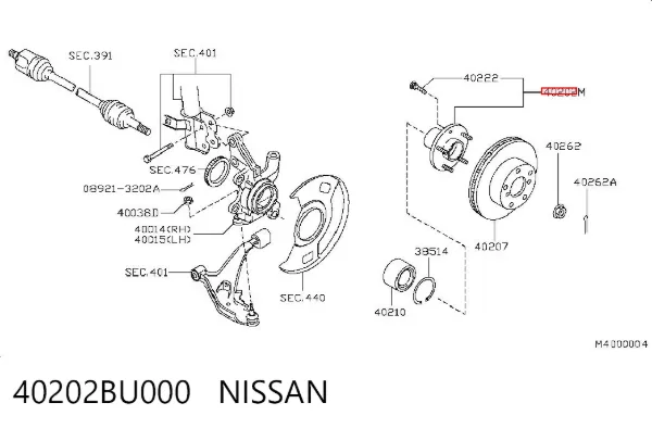 Piasta przednia 40202BU000 Nissan/Infiniti