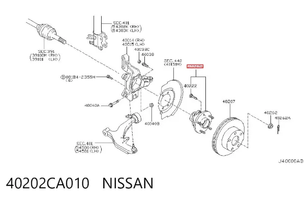 Piasta przednia 40202CA010 Nissan/Infiniti
