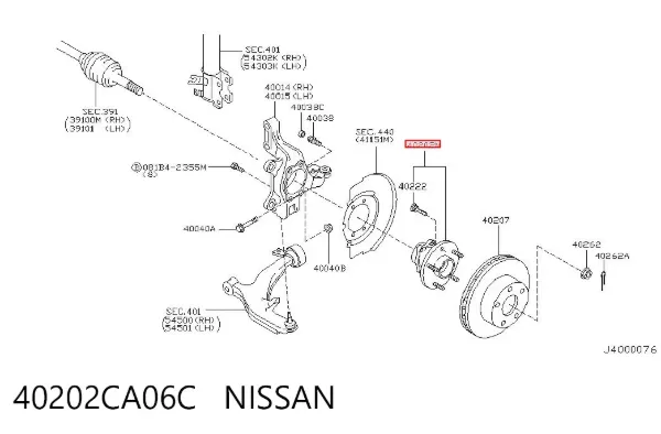 Piasta przednia 40202CA06C Nissan/Infiniti