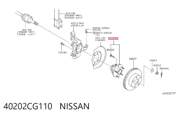 Piasta przednia 40202CG110 Nissan/Infiniti
