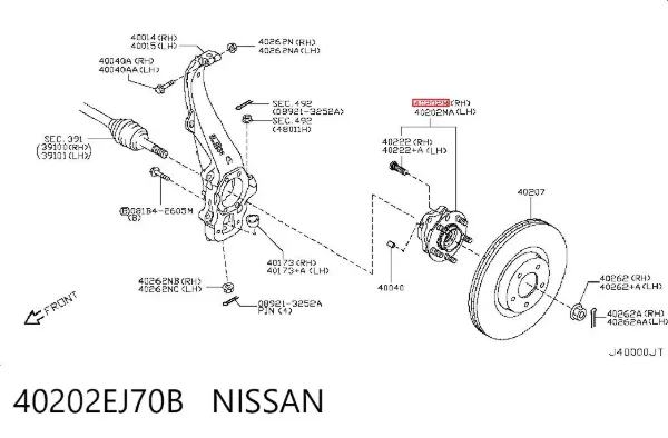 Piasta przednia 40202EJ70B Nissan/Infiniti