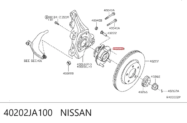 Piasta przednia 40202JA100 Nissan/Infiniti