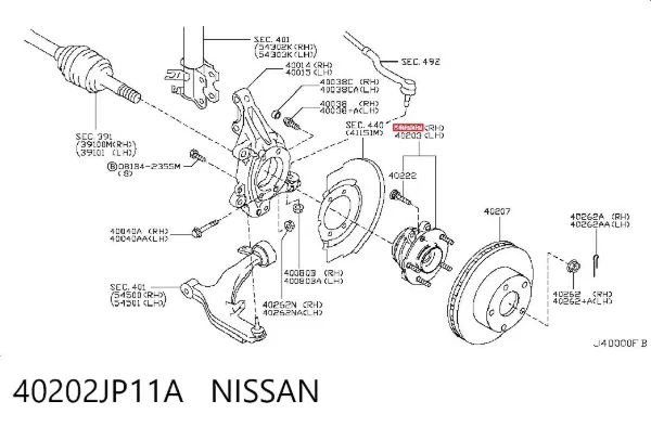 Piasta przednia 40202JP11A Nissan/Infiniti