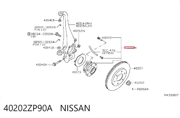 Piasta przednia 40202ZP90A Nissan/Infiniti