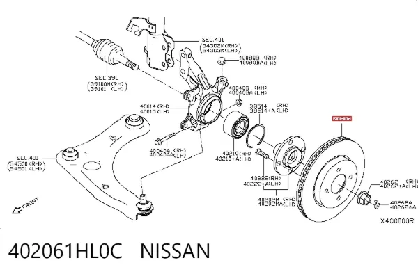 Tarcza hamulcowa przednia 402061HL0C Nissan/Infiniti
