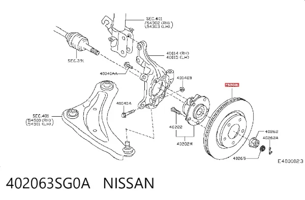 Tarcza hamulcowa przednia 402063SG0A Nissan/Infiniti