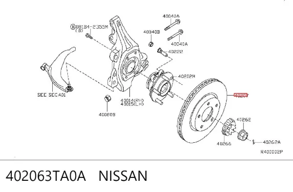 Tarcza hamulcowa przednia 402063TA0A Nissan/Infiniti