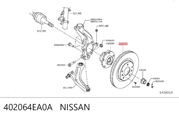 Tarcza hamulcowa przednia 402064EA0A Nissan/Infiniti