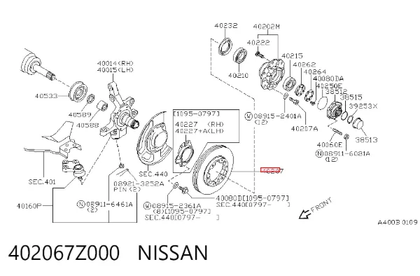 Tarcza hamulcowa przednia 402067Z000 Nissan/Infiniti