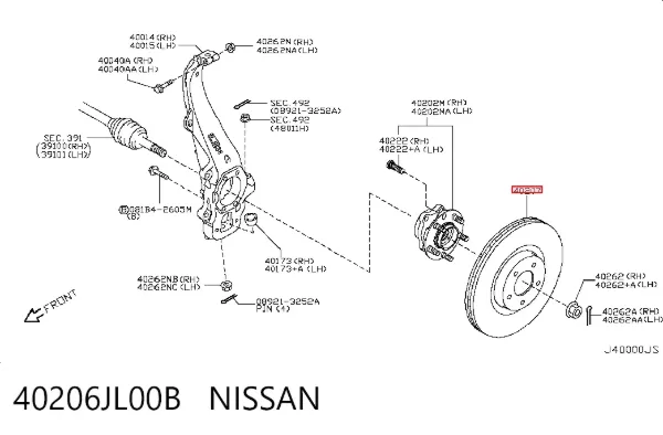 Tarcza hamulcowa przednia 40206JL00B Nissan/Infiniti