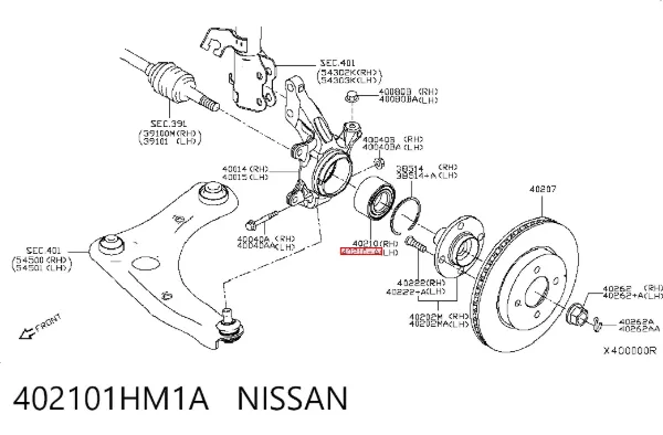 Łożysko piasty przedniej 402101HM1A Nissan/Infiniti