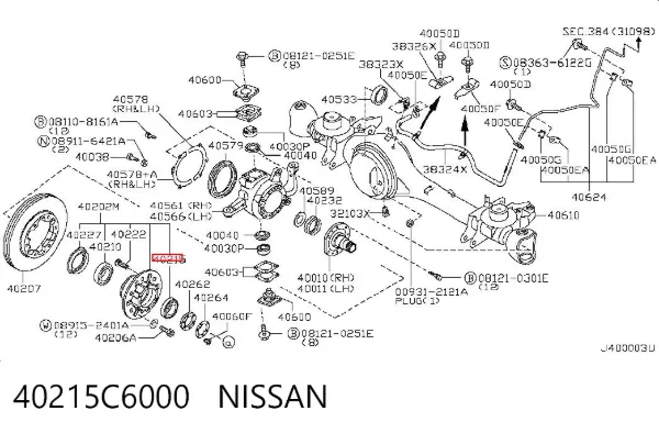Łożysko zewnętrzne piasty przedniej 40215C6000 Nissan/Infiniti