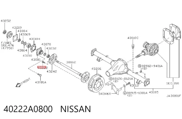 Szpilka koła tylna 40222A0800 Nissan/Infiniti