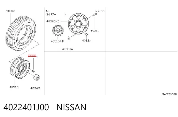 Nakrętka koła 4022401J00 Nissan/Infiniti