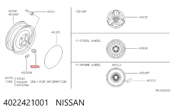 Nakrętka koła 4022421001 Nissan/Infiniti