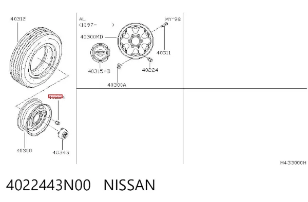Nakrętka koła 4022443N00 Nissan/Infiniti