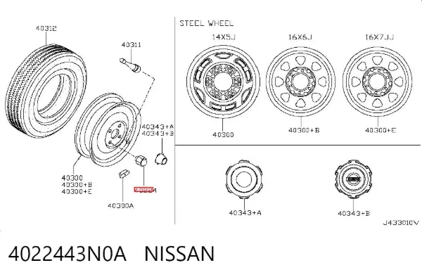 Nakrętka koła 4022443N0A Nissan/Infiniti