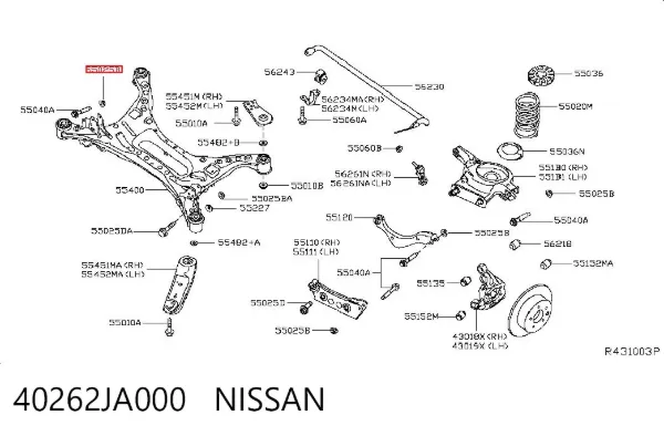 Nakrętka mimośrodowa wahacza tylnego dolnego 40262JA000 Nissan/Infiniti