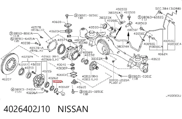 Pierścień zabezpieczający łożysko piasty przedniej 4026402J10 Nissan/Infiniti