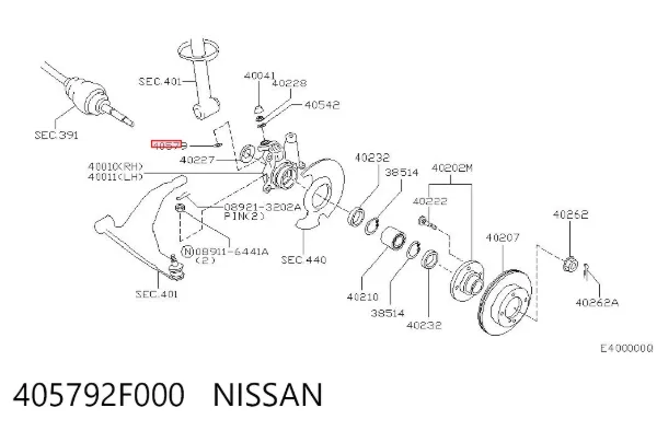 Uszczelniacz zwrotnicy przedniej 405792F000 Nissan/Infiniti