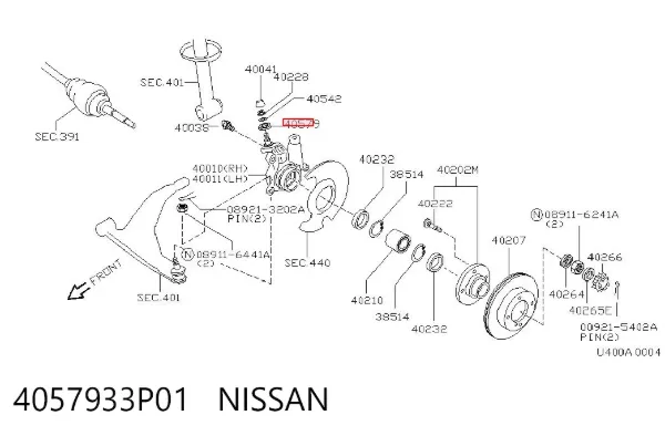 Uszczelniacz zwrotnicy przedniej 4057933P01 Nissan/Infiniti
