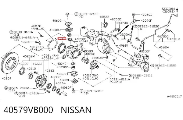 Uszczelniacz zwrotnicy przedniej 40579VB000 Nissan/Infiniti