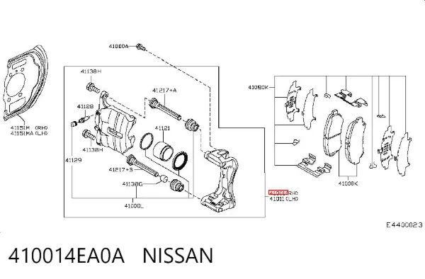Zacisk hamulcowy przedni prawy 410014EA0A Nissan/Infiniti
