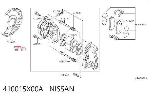 Zacisk hamulcowy przedni prawy 410015X00A Nissan/Infiniti