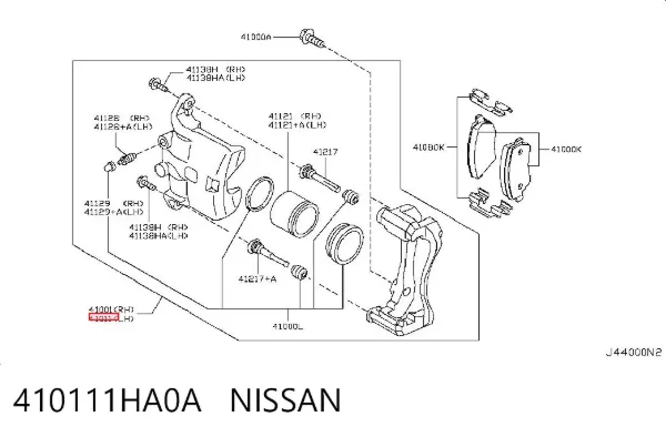 Zacisk hamulcowy przedni lewy 410111HA0A Nissan/Infiniti
