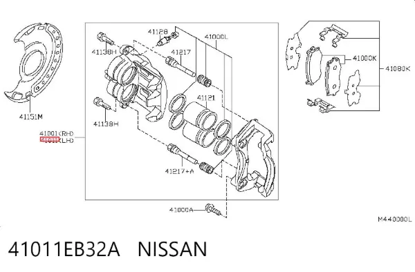 Zacisk hamulcowy przedni lewy 41011EB32A Nissan/Infiniti