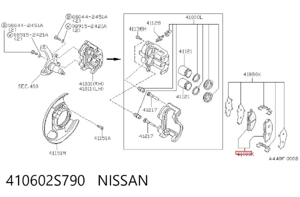 Klocki hamulcowe przednie tarczowe 410602S790 Nissan/Infiniti