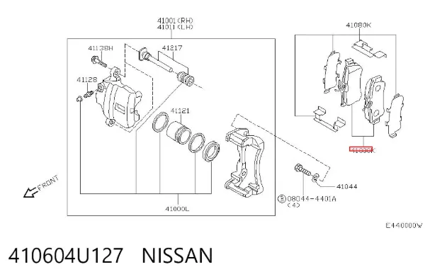 Klocki hamulcowe przednie tarczowe 410604U127 Nissan/Infiniti