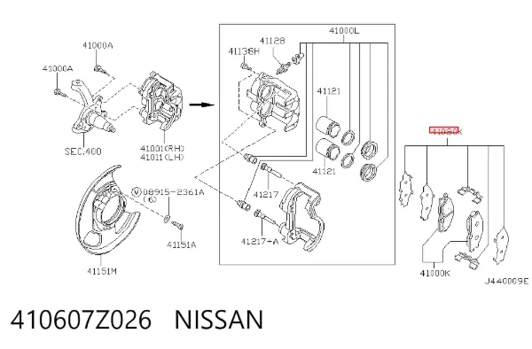 Klocki hamulcowe przednie tarczowe 410607Z026 Nissan/Infiniti