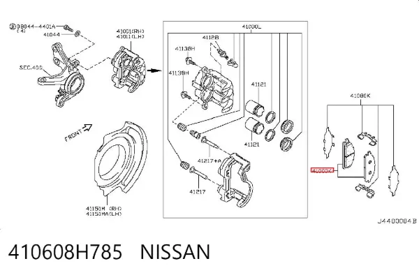 Klocki hamulcowe przednie tarczowe 410608H785 Nissan/Infiniti