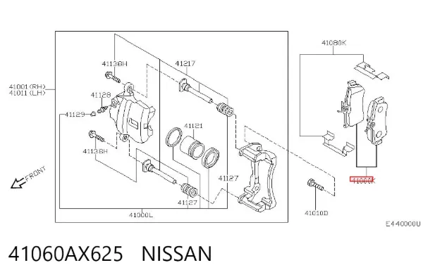 Klocki hamulcowe przednie tarczowe 41060AX625 Nissan/Infiniti