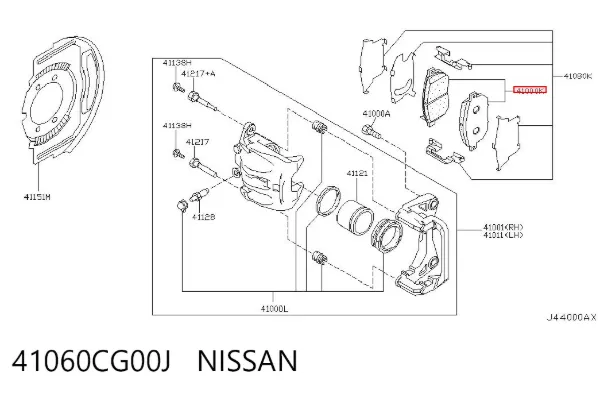 Klocki hamulcowe przednie tarczowe 41060CG00J Nissan/Infiniti