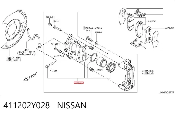 Zestaw naprawczy zacisku hamulcowego przedniego 411202Y028 Nissan/Infiniti
