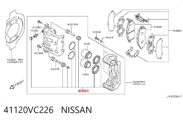Zestaw naprawczy zacisku hamulcowego przedniego 41120VC226 Nissan/Infiniti