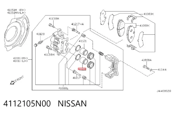 Tłoczek zacisku hamulcowego przedniego 4112105N00 Nissan/Infiniti