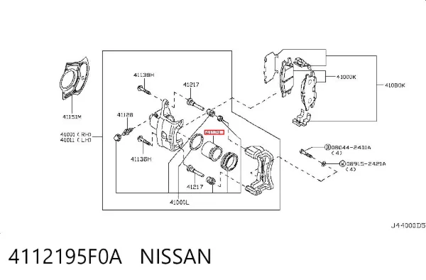Tłoczek zacisku hamulcowego przedniego 4112195F0A Nissan/Infiniti