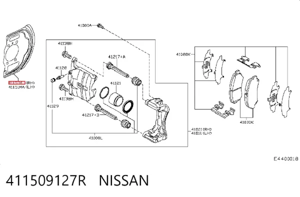 Osłona tarczy hamulcowej przedniej prawej 411509127R Nissan/Infiniti