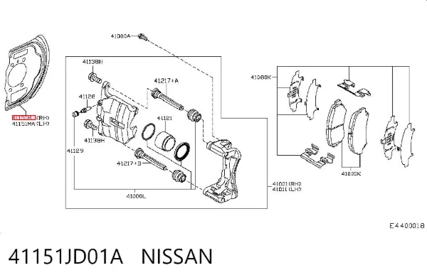 Osłona tarczy hamulcowej przedniej prawej 41151JD01A Nissan/Infiniti