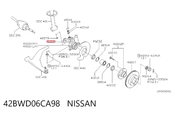 Łożysko piasty przedniej 42BWD06CA98 Nissan/Infiniti