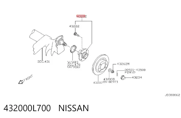 Piasta tylna 432000L700 Nissan/Infiniti
