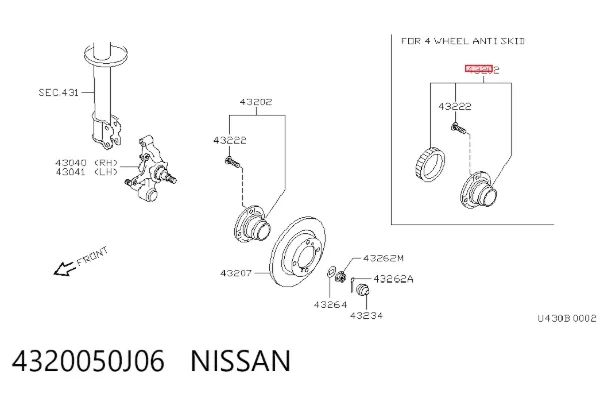 Piasta tylna 4320050J06 Nissan/Infiniti