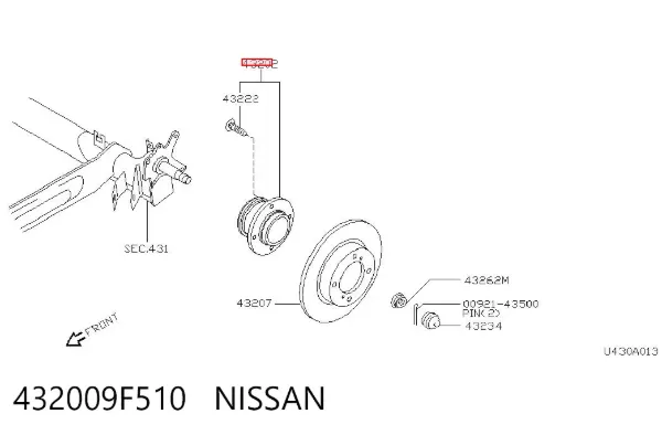 Piasta tylna 432009F510 Nissan/Infiniti