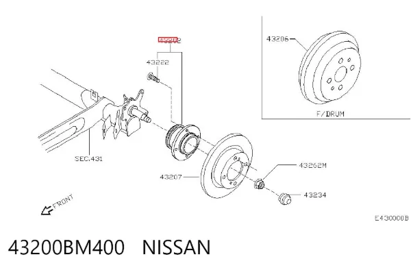 Piasta tylna 43200BM400 Nissan/Infiniti